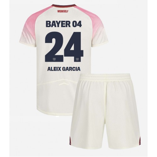 Otroški Nogometni dresi Bayer Leverkusen Aleix Garcia #24 Gostujoči 2025-26 Kratek Rokav (+ Kratke hlače)
